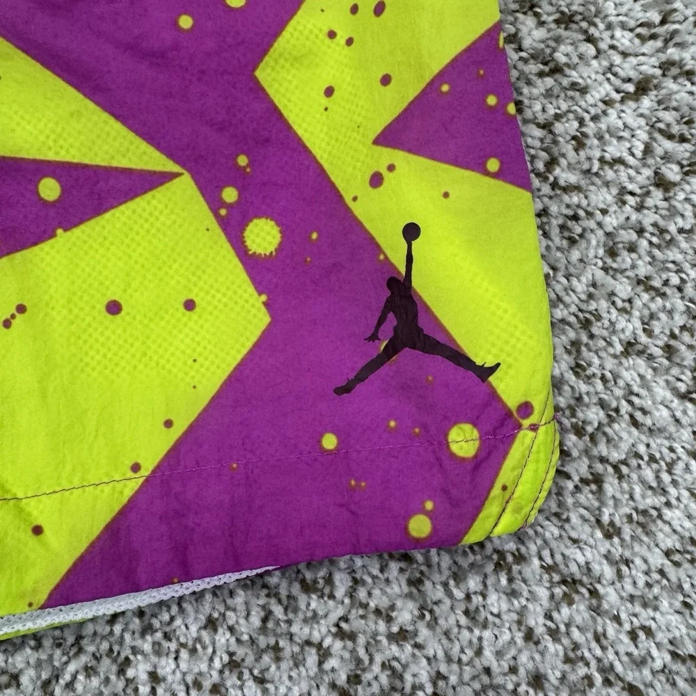 Jordan Swim Trunks Mens Small Pink Yellow Volt Swim Shorts CJ4701-623 Mesh Liner